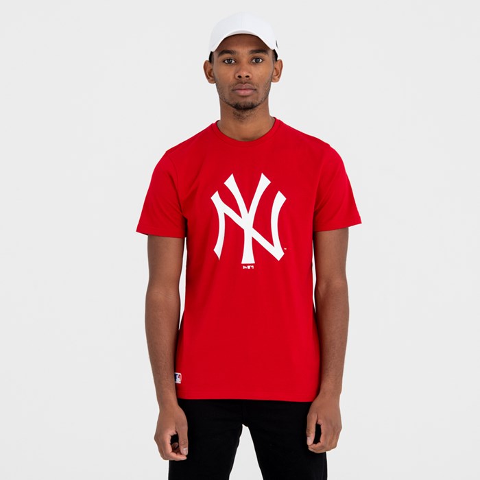 New York Yankees Team Logo Miesten T-paita Punainen - New Era Vaatteet Finland FI-950864